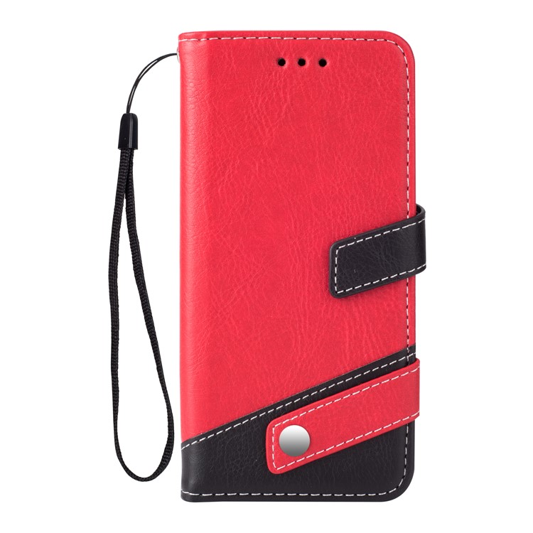 Two-color Design Leather Wallet Case Shell for Samsung Galaxy S9+ - Red-2