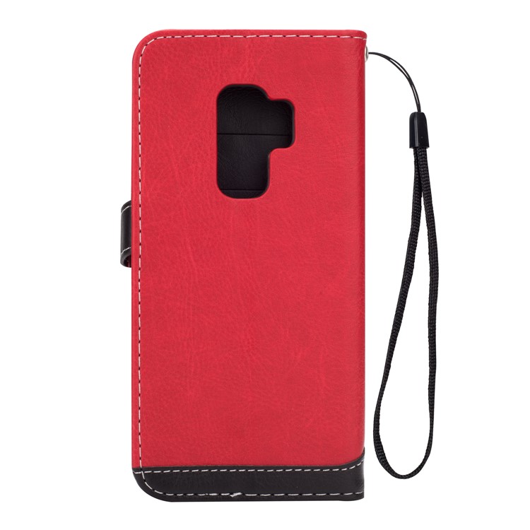 Two-color Design Leather Wallet Case Shell for Samsung Galaxy S9+ - Red-3