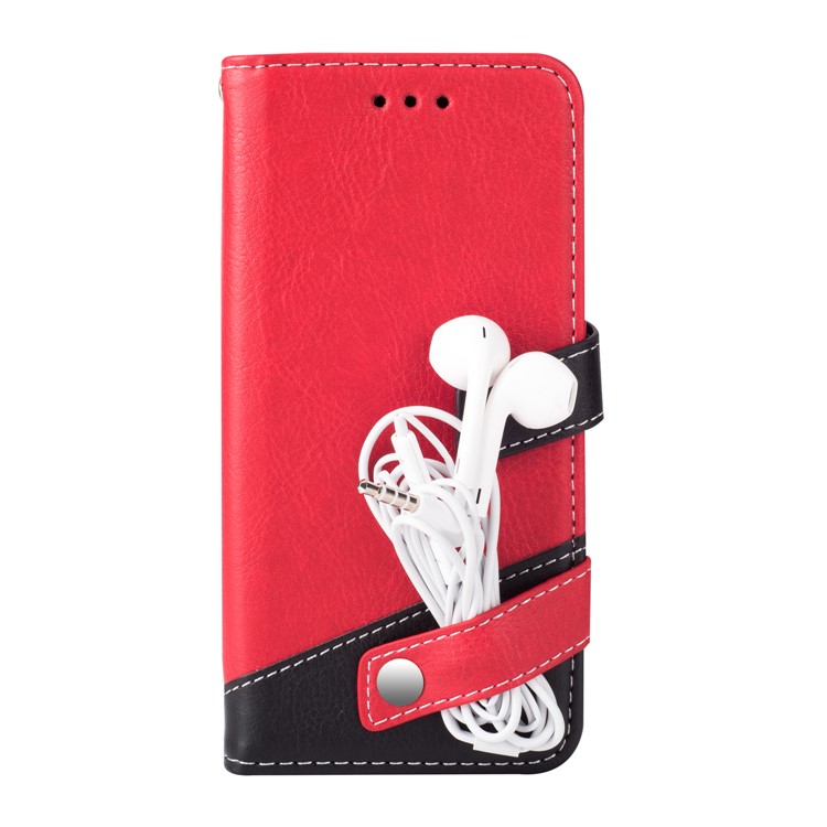 Two-color Design Leather Wallet Case Shell for Samsung Galaxy S9+ - Red-5