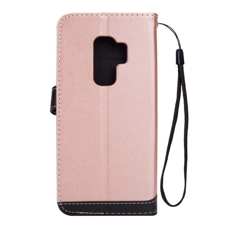 Two-color Design Wallet Leather Stand Case for Samsung Galaxy S9+ - Rose Gold-3