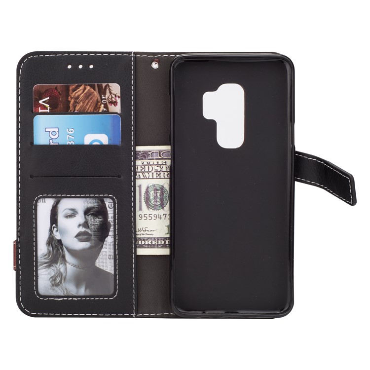 Two-color Design Wallet Leather Stand Case for Samsung Galaxy S9+ - Rose Gold-4