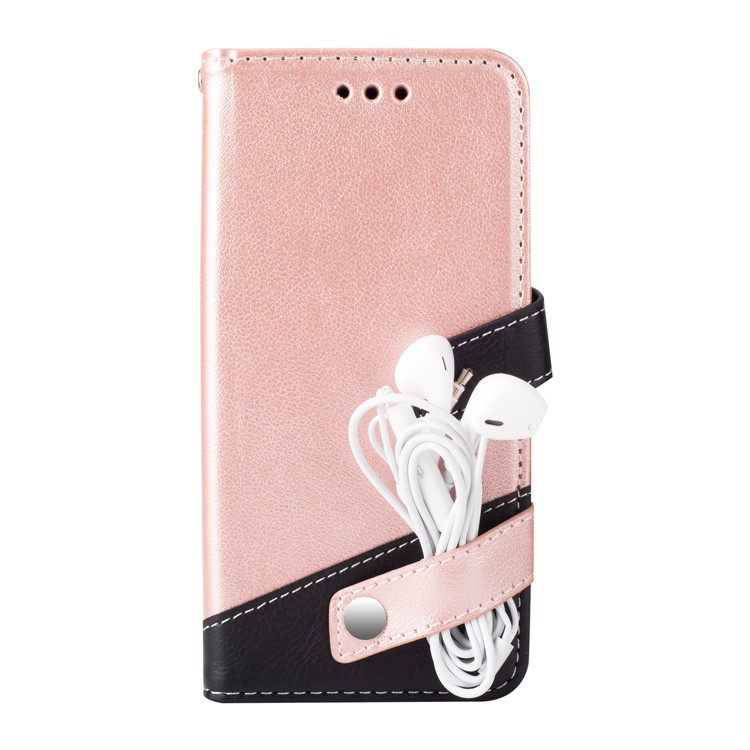Two-color Design Wallet Leather Stand Case for Samsung Galaxy S9+ - Rose Gold-5