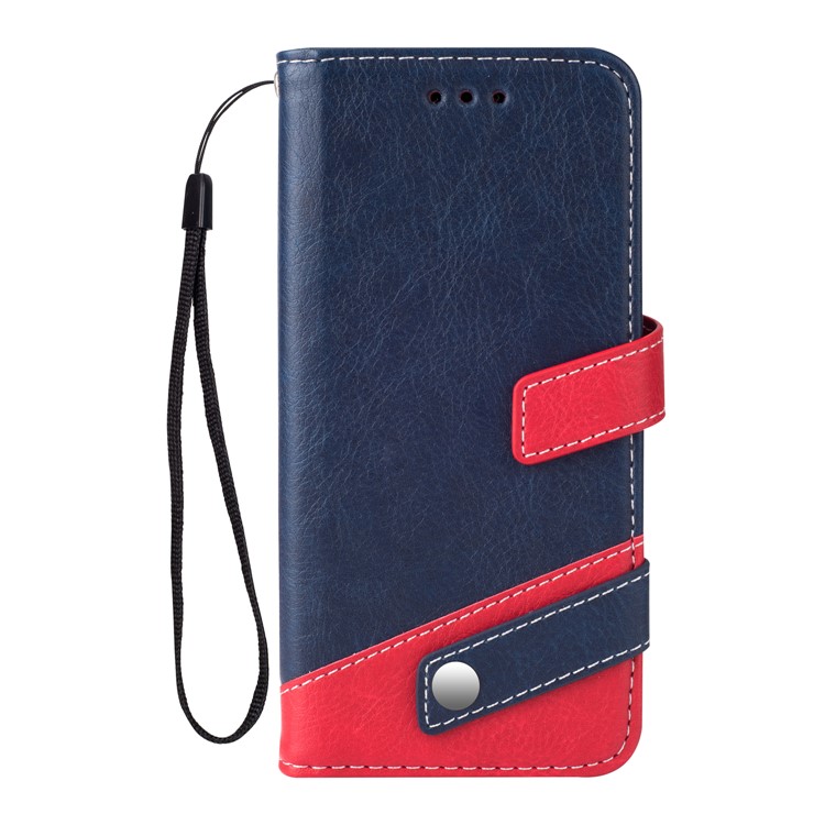 Two-color Design Wallet Leather Stand Cover for Samsung Galaxy S9+ - Dark Blue-2