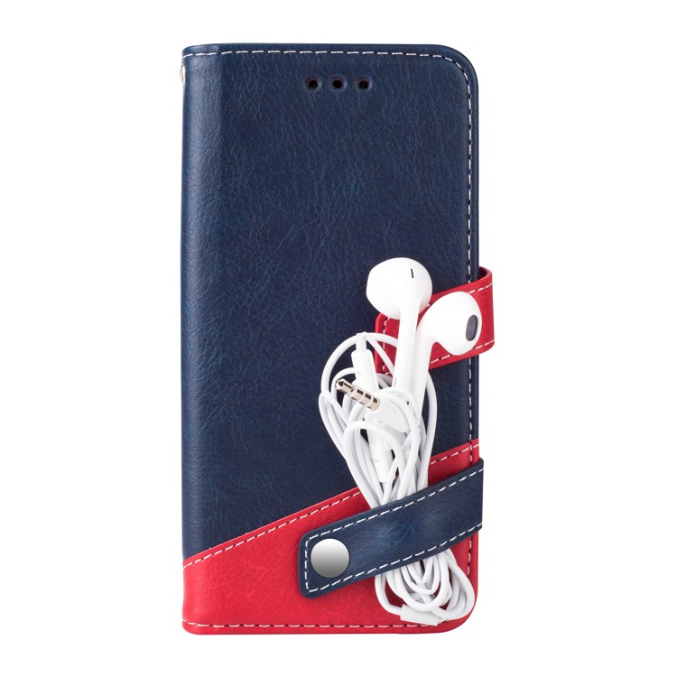 Two-color Design Wallet Leather Stand Cover for Samsung Galaxy S9+ - Dark Blue-5
