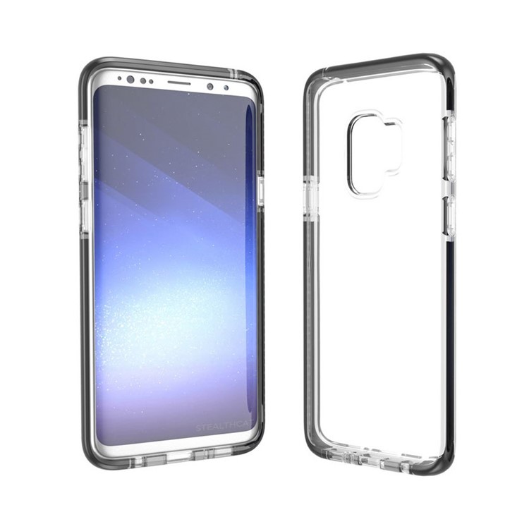 Transparent TPU Soft Phone Shell for Samsung Galaxy S9 - White / Black-3