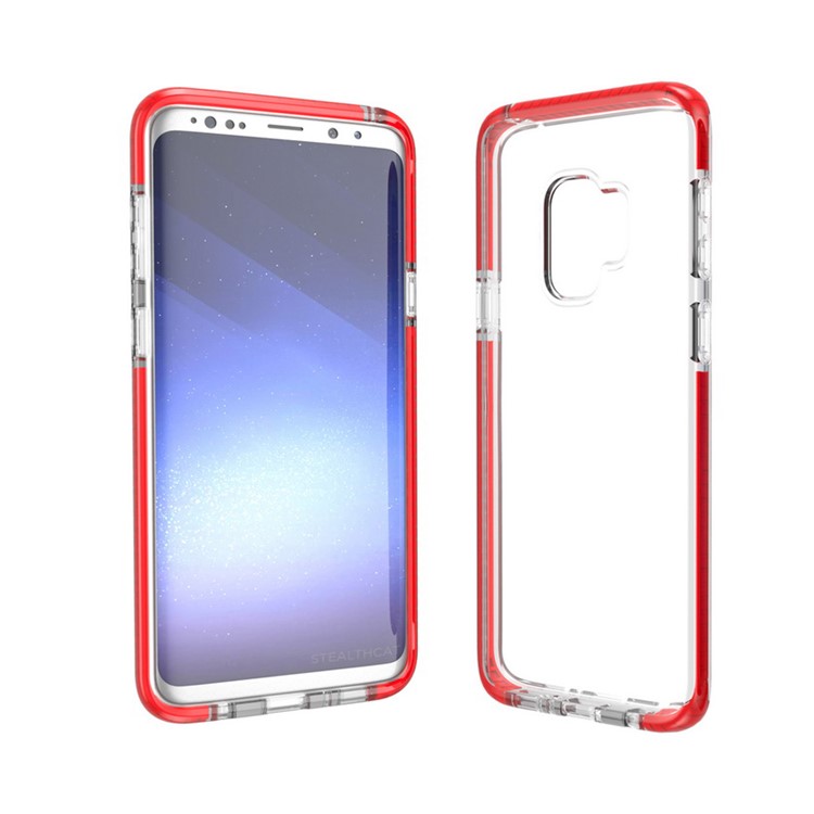 Transparent Flexible TPU Mobile Case for Samsung Galaxy S9 - Red-2