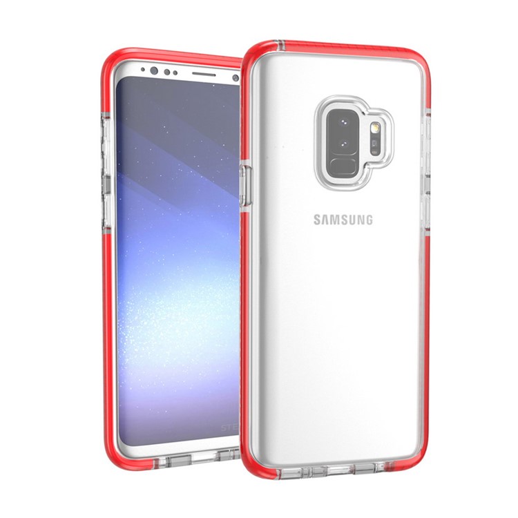 Transparent Flexible TPU Mobile Case for Samsung Galaxy S9 - Red-3