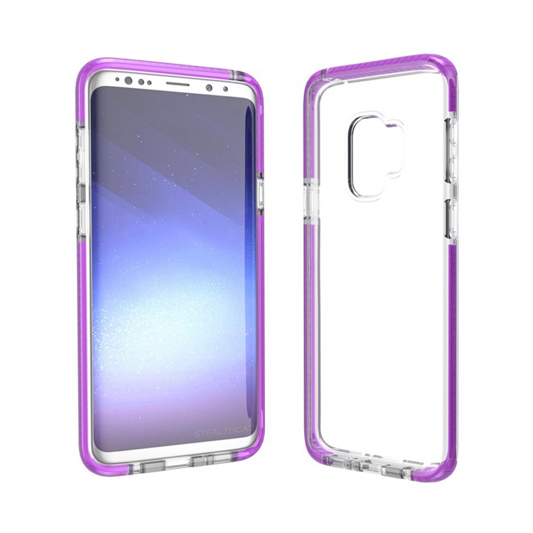 Transparent TPU Flexible Mobile Phone Cover for Samsung Galaxy S9 - Purple-3