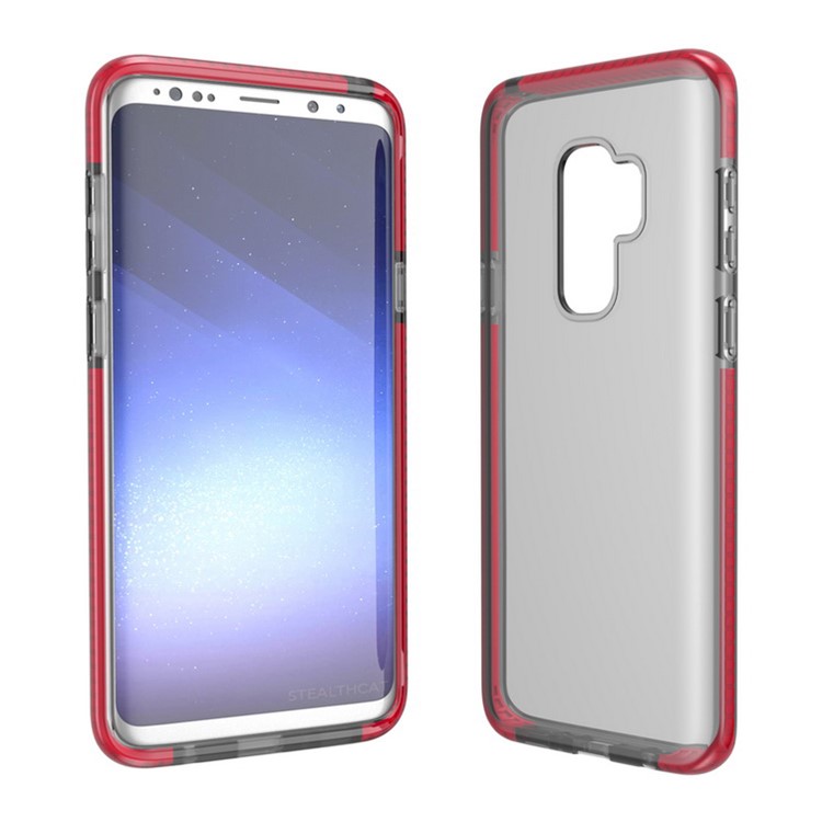 Transparent TPU Back Phone Cover for Samsung Galaxy S9 Plus G965 - Black/Red-2