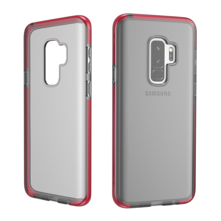 Transparent TPU Back Phone Cover for Samsung Galaxy S9 Plus G965 - Black/Red-3