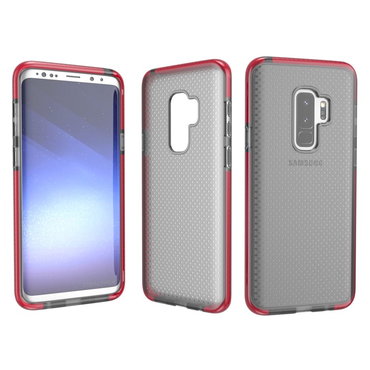 Seamless Dots Gel TPU Back Case for Samsung Galaxy S9 Plus G965 - Black/Red-1