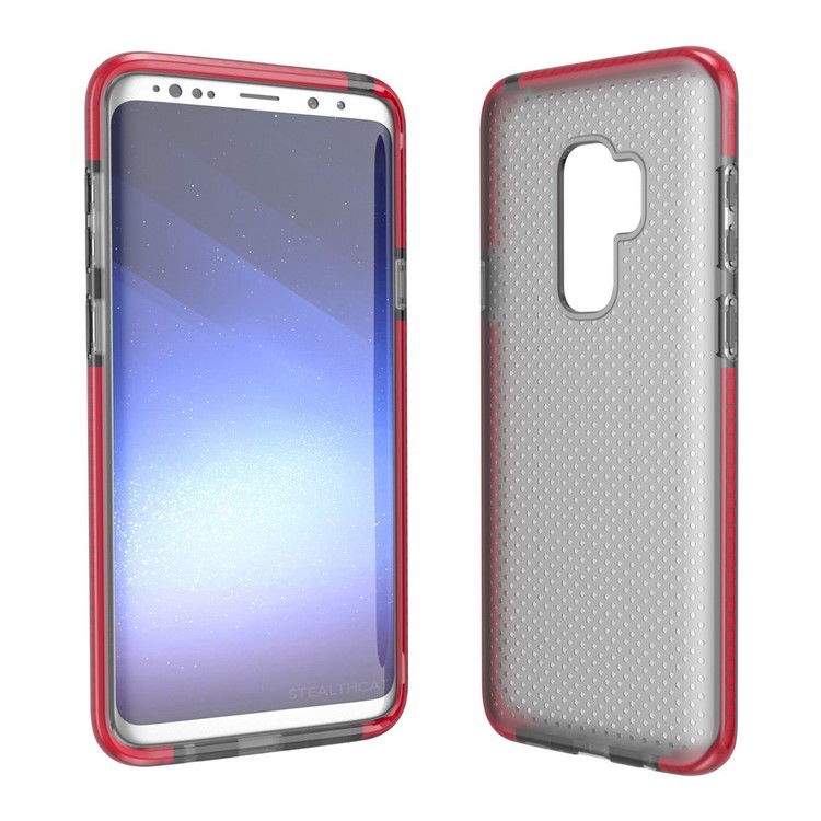 Seamless Dots Gel TPU Back Case for Samsung Galaxy S9 Plus G965 - Black/Red-2