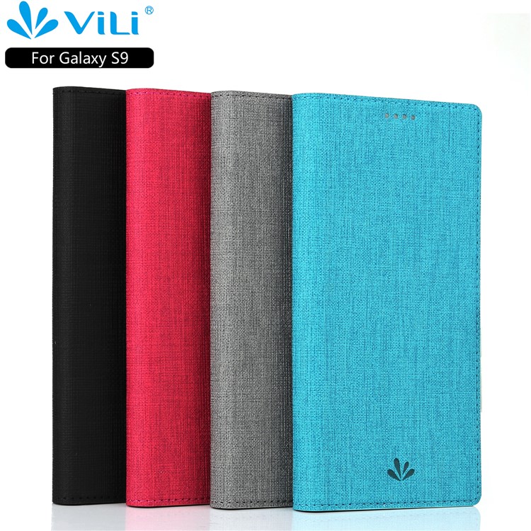 VILI DMX Cross Texture Card Holder Leather Stand Cover for Samsung Galaxy S9 G960 - Grey-10