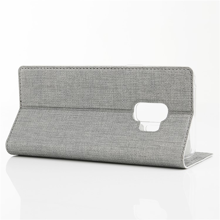 VILI DMX Cross Texture Card Holder Leather Stand Cover for Samsung Galaxy S9 G960 - Grey-6