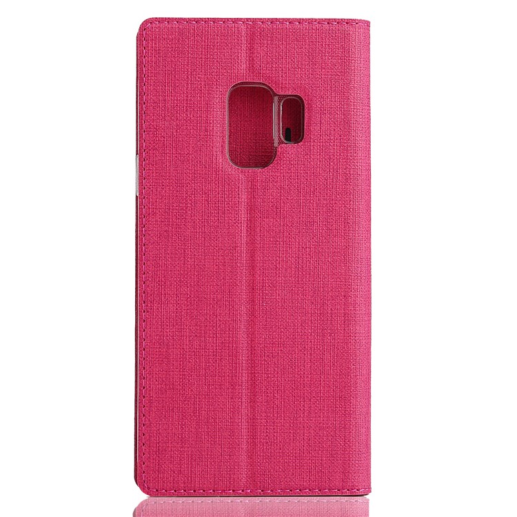 VILI DMX Cross Texture Card Holder Leather Stand Shell for Samsung Galaxy S9 G960 - Rose-3