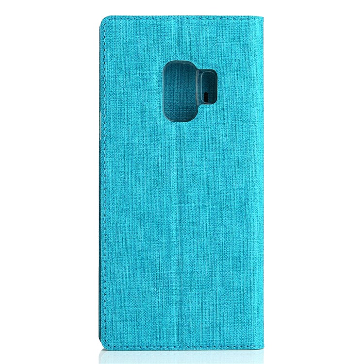 VILI DMX Cross Texture Card Holder Leather Stand Casing for Samsung Galaxy S9 G960 - Blue-3