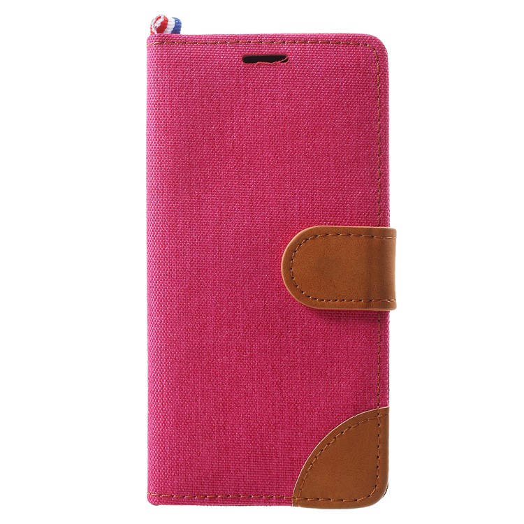 Jeans Cloth Card Holder Stand Leather Mobile Shell for Samsung Galaxy S9 - Rose-1