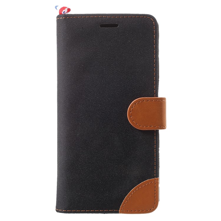 Jeans Cloth Texture Card Holder Stand Leather Case for Samsung Galaxy S9 Plus - Black-2