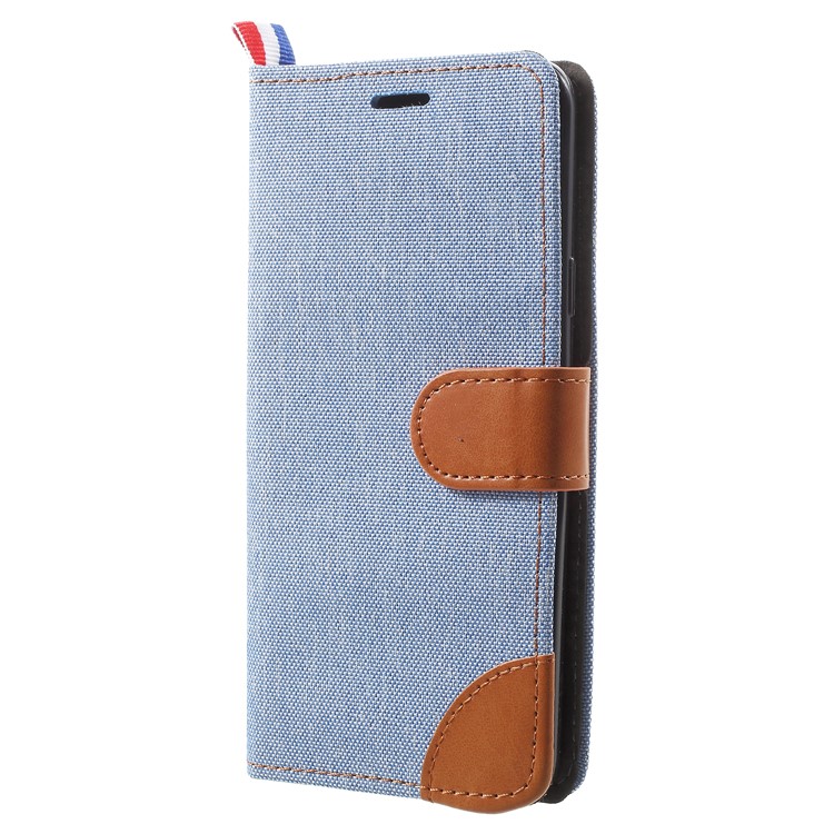 Jeans Cloth Texture Card Holder Stand Leather Shell for Samsung Galaxy S9 Plus - Baby Blue-2