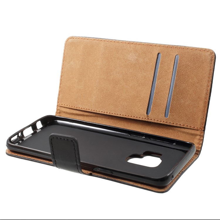 Wallet Leather Stand Case for Samsung Galaxy S9 - Black-6