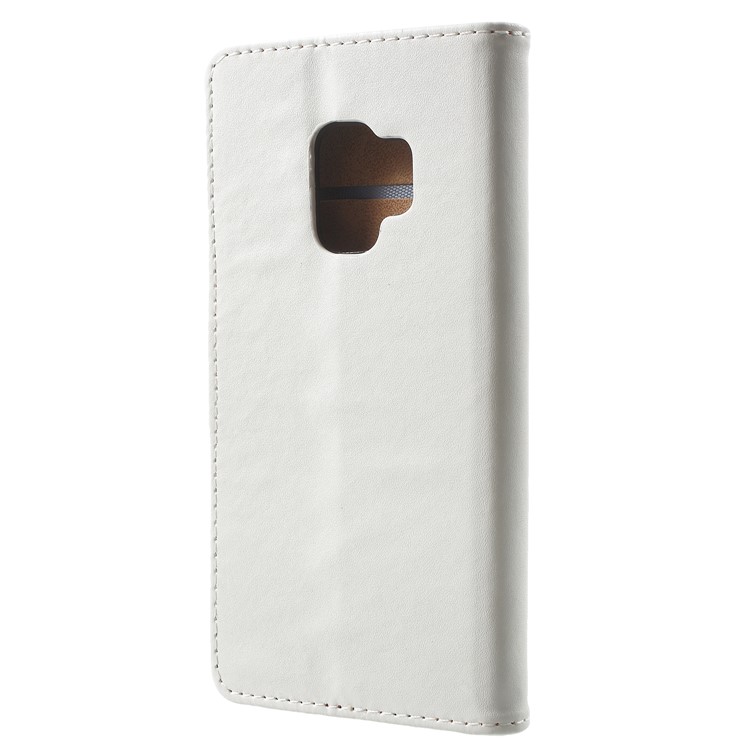 Wallet Leather Stand Cover for Samsung Galaxy S9 - White-3