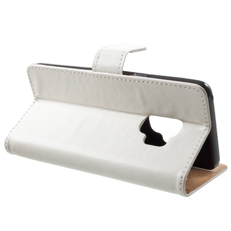 Wallet Leather Stand Cover for Samsung Galaxy S9 - White-4