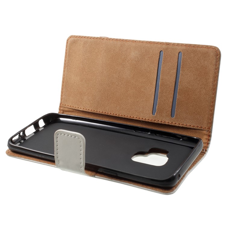 Wallet Leather Stand Cover for Samsung Galaxy S9 - White-5