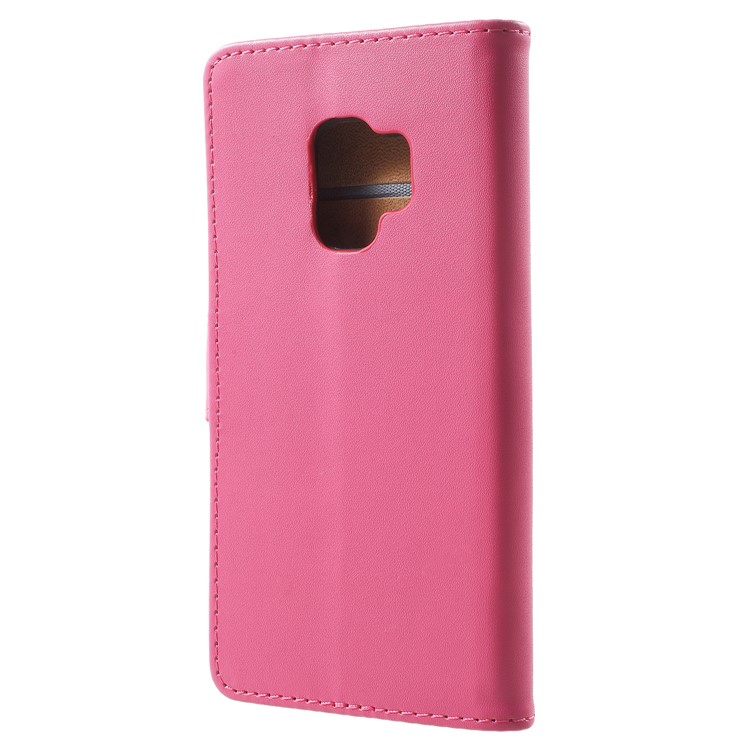 Wallet Leather Stand Shell for Samsung Galaxy S9 - Rose-3