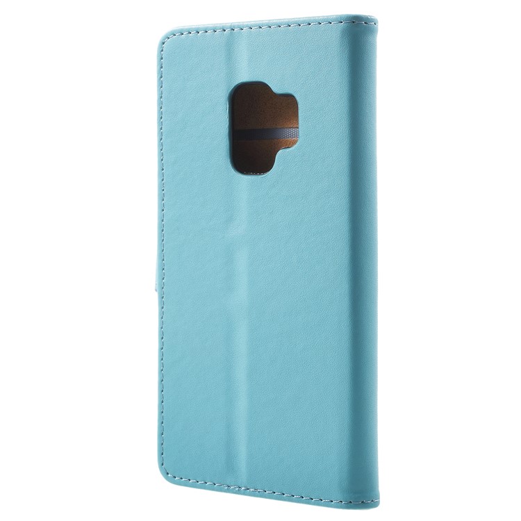 Wallet Leather Stand Casing for Samsung Galaxy S9 - Blue-3