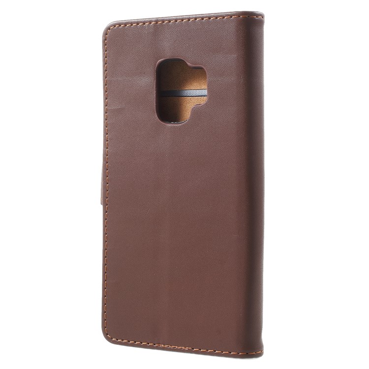 Wallet Leather Stand Mobile Phone Case for Samsung Galaxy S9 - Coffee-3