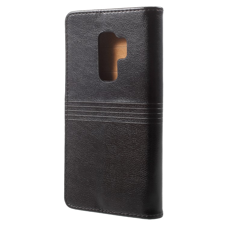 Metal Buckle Leather Wallet Case for Samsung Galaxy S9 Plus - Black-3