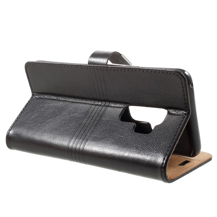 Metal Buckle Leather Wallet Case for Samsung Galaxy S9 Plus - Black-4