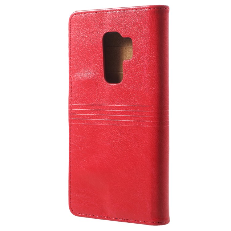 Metal Buckle Leather Wallet Cover for Samsung Galaxy S9 Plus - Red-3