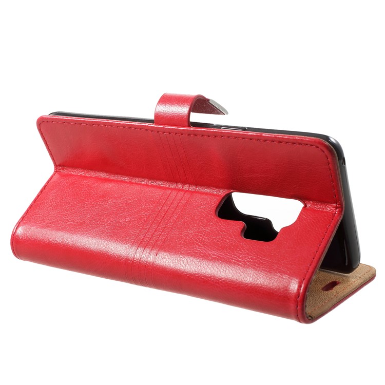 Metal Buckle Leather Wallet Cover for Samsung Galaxy S9 Plus - Red-4