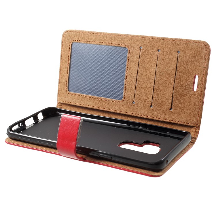 Metal Buckle Leather Wallet Cover for Samsung Galaxy S9 Plus - Red-5