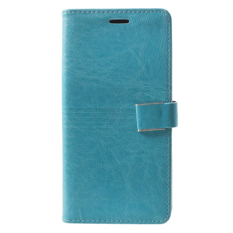 Metal Buckle Leather Wallet Shell for Samsung Galaxy S9 Plus - Blue-1