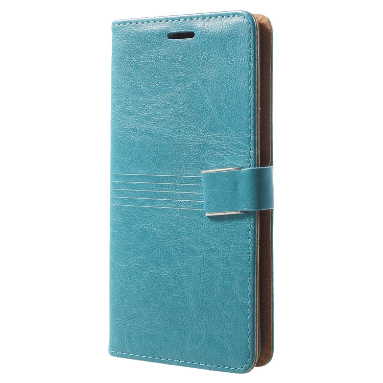 Metal Buckle Leather Wallet Shell for Samsung Galaxy S9 Plus - Blue-2
