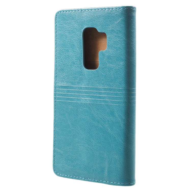 Metal Buckle Leather Wallet Shell for Samsung Galaxy S9 Plus - Blue-3