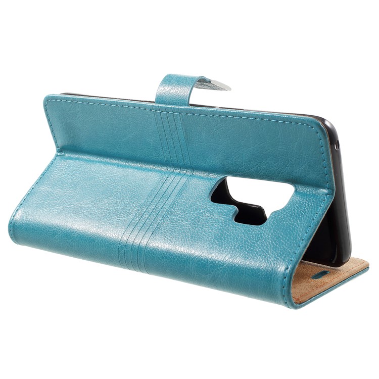 Metal Buckle Leather Wallet Shell for Samsung Galaxy S9 Plus - Blue-4