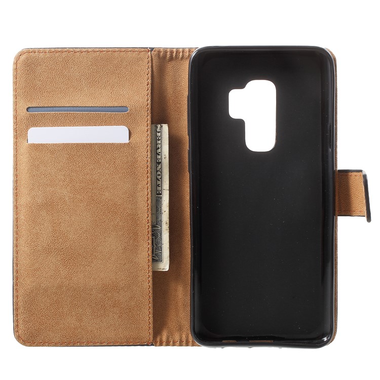 Wallet Leather Stand Case for Samsung Galaxy S9 Plus - Black-5