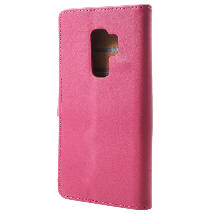 Wallet Leather Stand Shell for Samsung Galaxy S9 Plus - Rose-3
