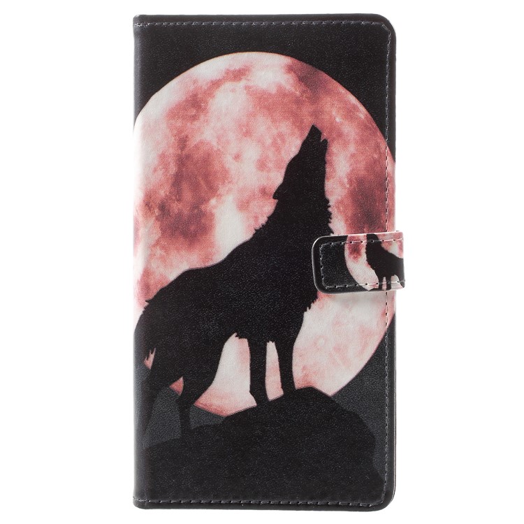 Pattern Printing Leather Wallet Stand Case for Samsung Galaxy S9 Plus G965 - Wolf Howling at the Moon-2