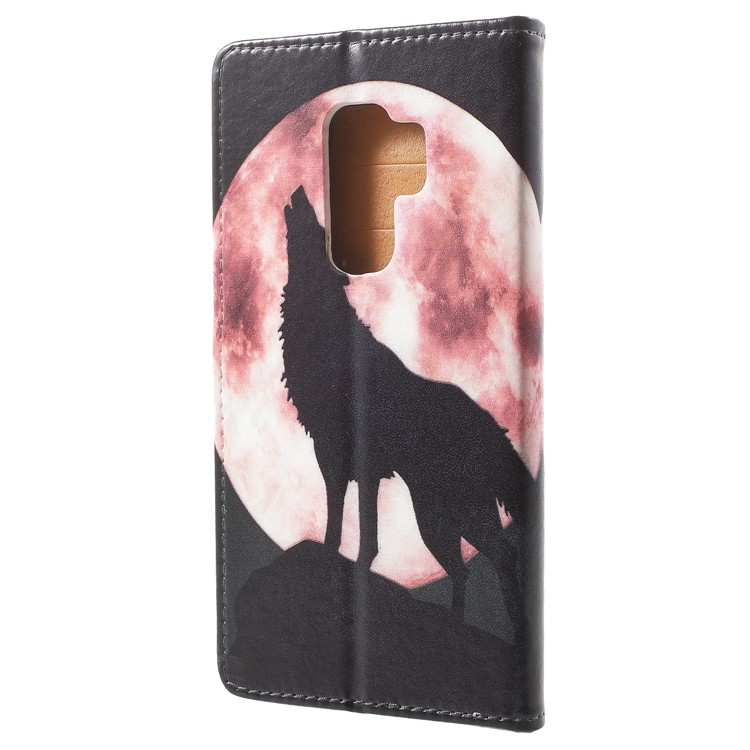 Pattern Printing Leather Wallet Stand Case for Samsung Galaxy S9 Plus G965 - Wolf Howling at the Moon-3