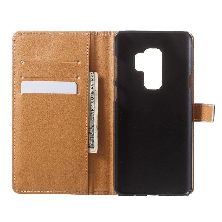 Pattern Printing Leather Wallet Stand Case for Samsung Galaxy S9 Plus G965 - Wolf Howling at the Moon-5