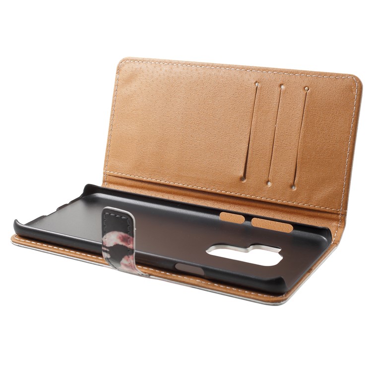 Pattern Printing Leather Wallet Stand Case for Samsung Galaxy S9 Plus G965 - Wolf Howling at the Moon-6