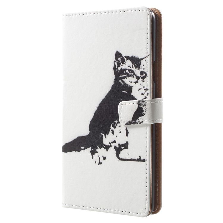 Pattern Printing Leather Wallet Stand Cover for Samsung Galaxy S9 Plus - Black and White Cat-2