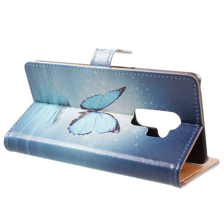 Pattern Printing Leather Wallet Stand Shell for Samsung Galaxy S9 Plus - Blue Butterfly-4