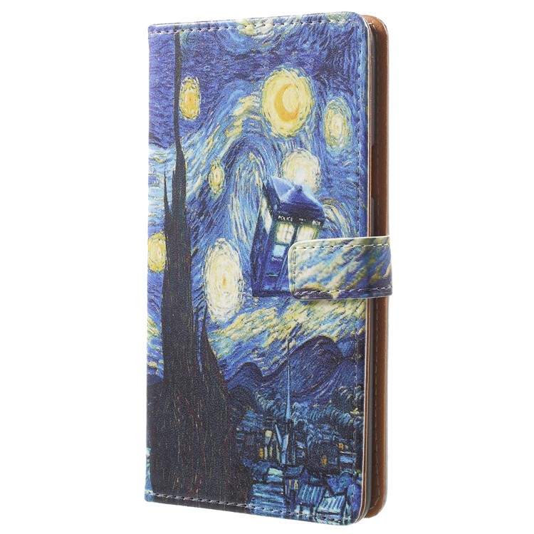 Pattern Printing Leather Wallet Stand Mobile Phone Case for Samsung Galaxy S9 Plus - The Starry Night-2