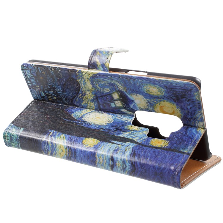Pattern Printing Leather Wallet Stand Mobile Phone Case for Samsung Galaxy S9 Plus - The Starry Night-4