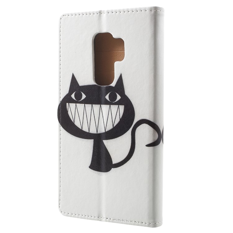 Pattern Printing Leather Wallet Stand Mobile Phone Cover for Samsung Galaxy S9 Plus - Black Cat-3